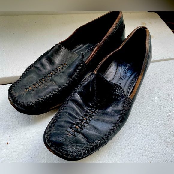 Cole Hasn D13461 Black Leather Slip On Hand Made Shoes Size 6B - Picture 1 of 11